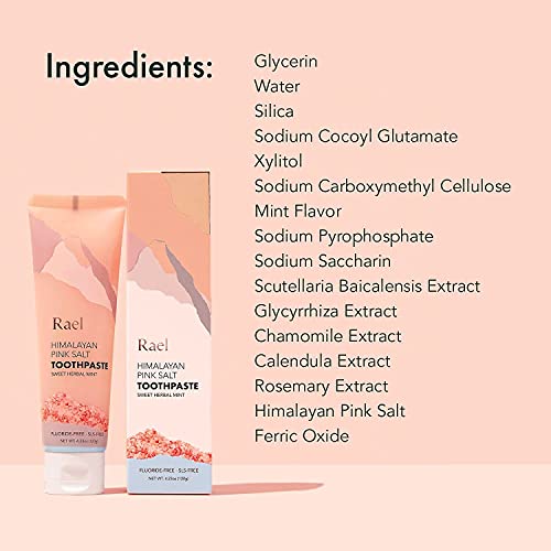 Rael Toothpaste For Sensitive Teeth - Fluoride Free Toothpaste, Himalayan Pink Salt, Sweet Mint Flavor, Clean Ingredients, Fresh Breath, Oral Care, Cruelty Free (2 Pack, Tube) #TOP2