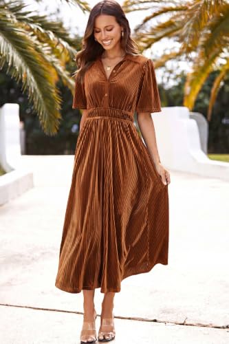 Image of Sissyaki Velvet Maxi Dress Fall Wedding Guest Dress 2026 | Semi Formal to Formal Events, Family Pictures, Holiday Party Dinner Dress
