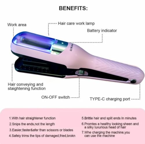 Image of Rechargeable Automatic Split End Hair Trimmer-Professional Split Ends Trimmer Machine 2-in-1 Split end Pro Hair Cutter for FrizzyDry, Damaged, Broken, Curly Types, Ideal For Women Seeking Healthy hair Women Beauty Styling Tool New.