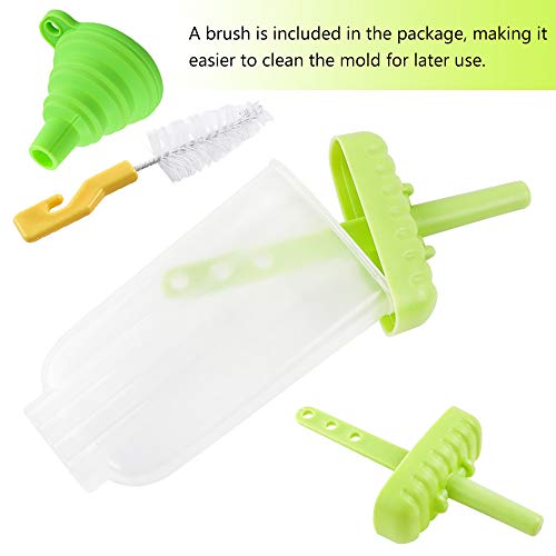 Popsicle Molds 2pcs Ice Pop Molds Ice Pop Maker with Funnel and Cleaning Brush, Green