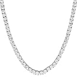 Tenis collar Enlace 1 fila Iced Out tenis enlace collar Solitario 20 pulgadas Laboratorio diamantes 14 K oro blanco acabado 3 mm