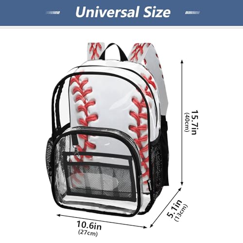 Baseball Red Liner Ball Clear Backpack Heavy Duty See Through Transparent PVC BookBag for Kids Boy Girl School Work4
