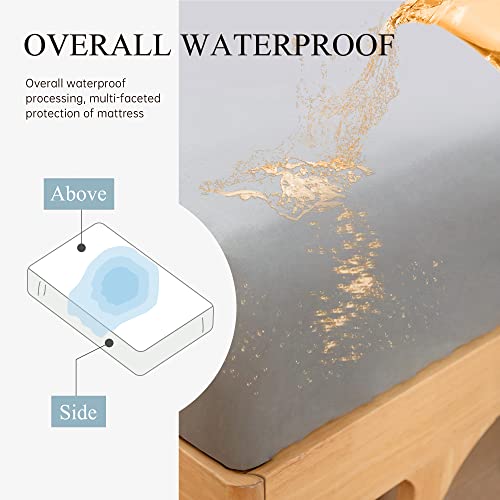 Waterproof Mattress Protector, King Size, Soft Breathable, Noiseless, Deep Pocket Fits 8-14 Inch Mattress, Washable, Suitable For Pets, Pregnant,Baby And Elder- Light Gray #TOP1