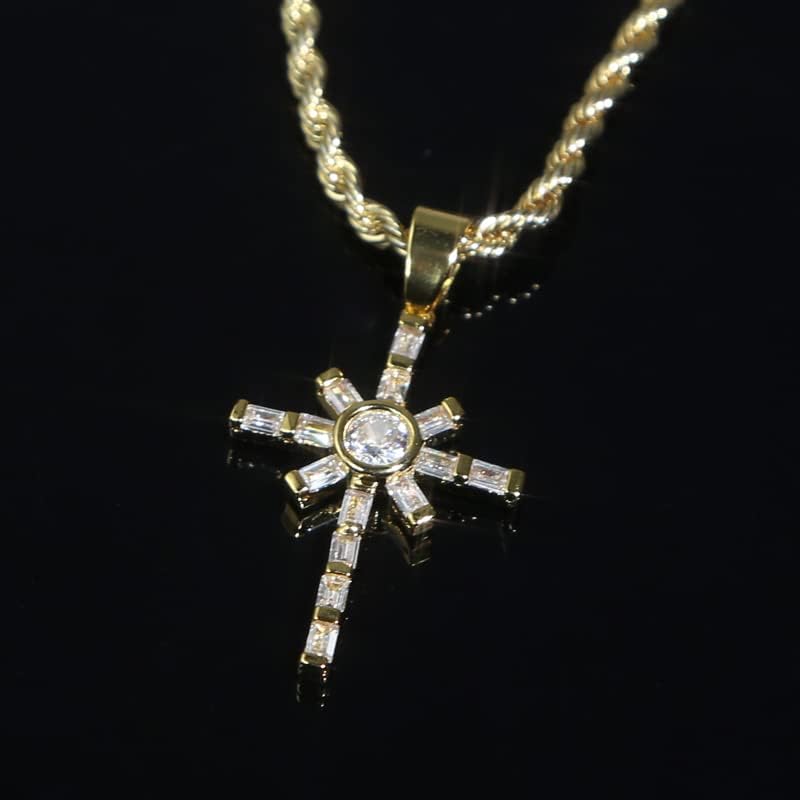 Segmented Square Round CZ X Cross Pendant for Hip-Hop Men Women Gold Sliver - Image 6