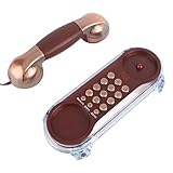 Cryfokt Modisches Schnurgebundenes Wandtelefon mit Ergonomischem Design für Heimhotels, Telefon Im Vintage-Retro-Stil (Kupferfarbe)