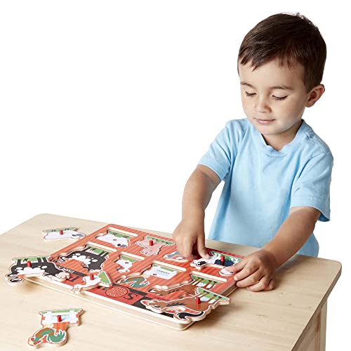 Melissa & Doug Farm Animals Sound Puzzle - Wooden Peg Puzzle With Sound Effects (8 Pcs) #TOP4