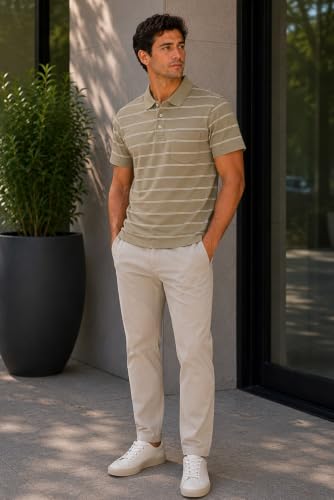 Image of SANE ORIGINALS Half Sleeve Polo T-Shirt for Men with Pocket || Stripe Collar and Pocket T-Shirt for Men Half Sleeves