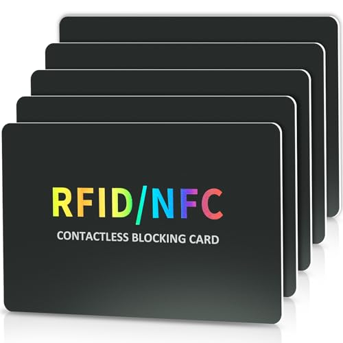 5pack RFID Blocking Cards,Contactless NFC Debit Credit Card Protector,One Card Protects Entire Wallet, Men & Women ID ATM Guard Card Blocker
