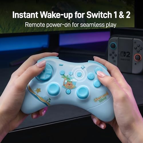 Image of GuliKit Elves 2 Bluetooth Game Controller for Switch /Switch 2 Wake-up,PC & Android, Anti-Drift Hall Effect Joysticks Gamepad,1000Hz Polling Rate, Gyro & Turbo, Compact【Starsand Island Edition】