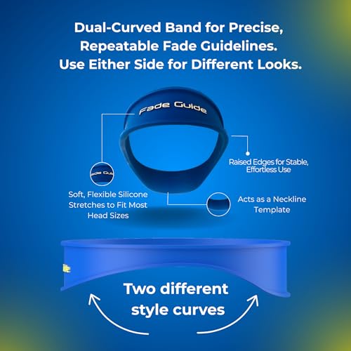 Fade Guide Headband & Neckline Shaving Template | Curved Silicone Hair Cutting Tool for DIY Men’s Haircut | Grooming Kit & Self Haircut Trimming Guide for Clippers