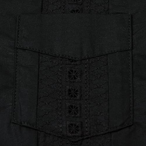 Jogal Boys Guayabera Shirts Cuban Short Sleeve Casual Button Down Beach Shirt Black 10 #TOP4