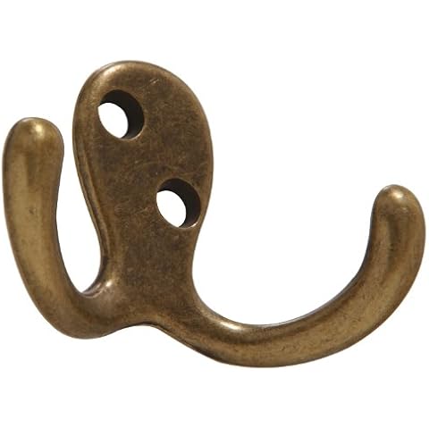 Hardware Essentials 852903 Double Clothes Hooks Antique Brass - 2 Pack Cover