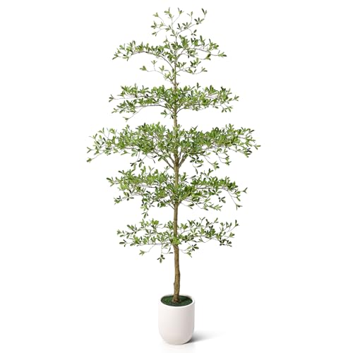 VeriNatural 9FT Artificial Black Olive Tree Indoor with White Planter