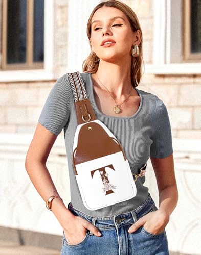 Image of Lizznoe Personalized Crossbody Bag for Women Leather Sling Bags with Initial Letter Chest Bag for Travel, Gift for Mom Wife