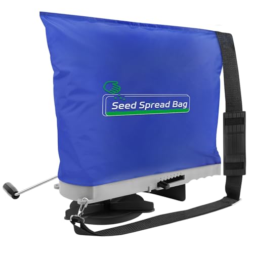 Zipcase 25lb Bag Seed Spreader with Waterproof Bag, Rare Baffle and Accurate Gears, Handheld Grass Seed Spreaders for Lawns, Blue