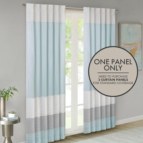Madison Park Window Curtain Single Panel Faux Silk, Elegant Pleats, Rod Pocket Curtains for Living Room Privacy, Room Darkening Window Curtain for Bedroom and Dorm, Amherst, 50x84, Aqua - Image 6