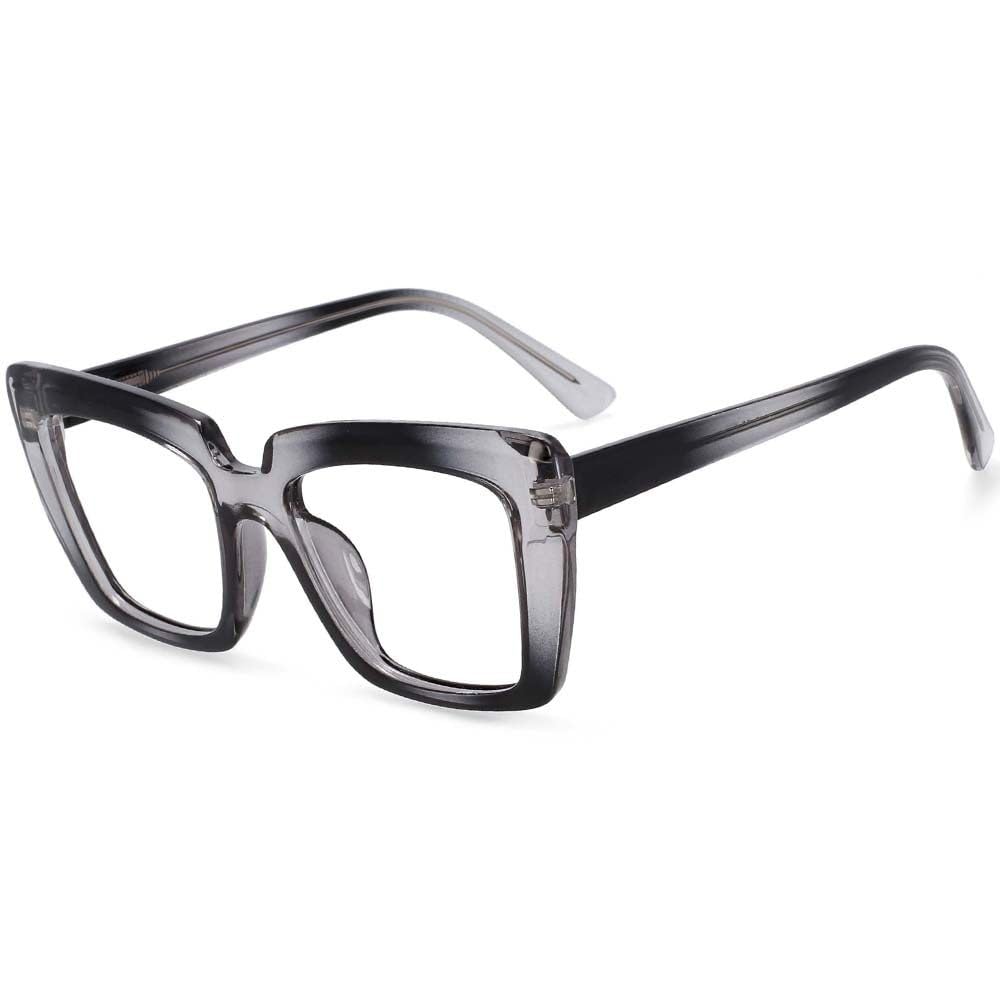 Gafas de moda con montura iridiscente de gran tamaño