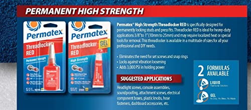 Image of Permatex 27183 High Strength Threadlocker Red, 90 ml