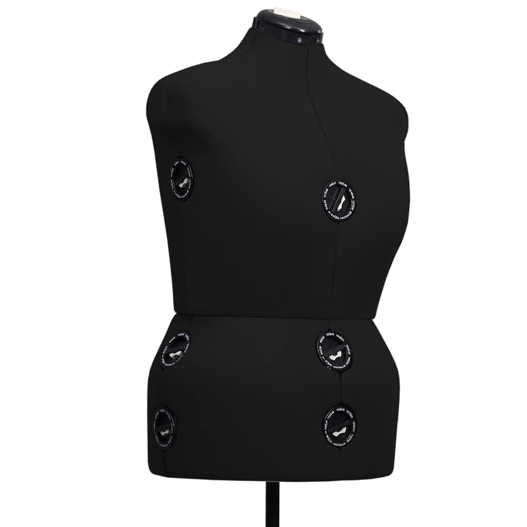 vidaXL Maniquí de Sastre Ajustable Mujer Diseñadores de Moda Tiendas de Ropa Abrigos Vestidos Chaquetas Costurero Negro Talla L 44-50