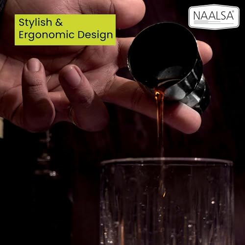 Image of NAALSA UDAN 2Pc Combo Double Sided Peg Measurer 30 & 60 ml, Damru & Tall Peg, Cocktail, Shot Glass, Drink Measuring Bar Tool Jigger Bar Accesories
