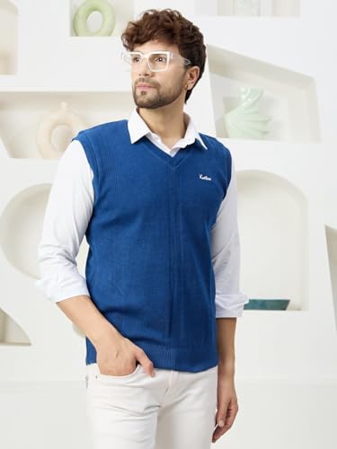Image of Kvetoo V Neck Sleeveless Winter Wool Sweater for Men