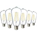 Sunco 6 Pack Edison Bulbs LED ST64, Clear Vintage Filament Waterproof Bulb, 800 LM, 8.5W (60W Equivalent), 4000K Cool White, E26 Medium Base, Decorative Dimmable UL