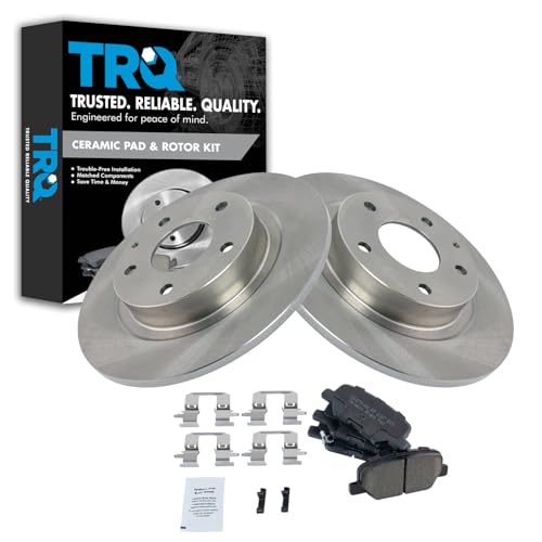Image of TRQ Rear Brake Pad and Rotor Set Ceramic Solid Rotors