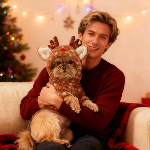 TECHEEL Weihnachten Haustier Kleidung Weihnachtskostüm Katzen Hunde Kostüm Weihnachts hundekostüm Weihnacht Weihnachtskostüm Katzen für Klein Hund Katze (Elch M)