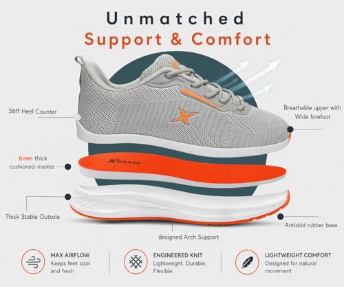 Image of Kraasa Men's Running Shoes | Breathable Mesh Upper | Lightweight Phylon Sole | Cushioned EVA Insole | Comfortable Sports & Casual Sneakers for Gym, Walking & Daily Use
