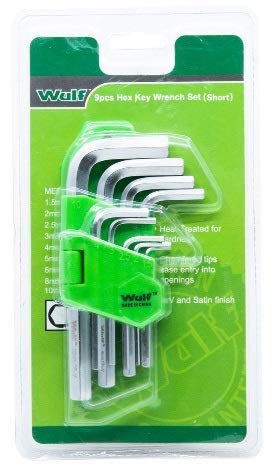 Wulf L-Shape Metric Short Hex Key Set (Set of 9) | Heavy-Duty Chrome Vanadium Steel Allen Wrench Set | Compact High-Torque Hex Keys for Home Repair, Bicycle, DIY & Professional Maintenance