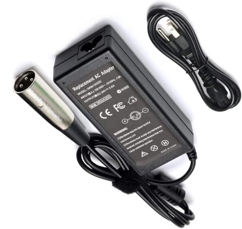 Ursulan Electric Scooter Battery Charger Compatible with eZip 750 E750 400 E400 500 E500 450 900 4.0 4.5 E-4.5 Schwinn S180 S500 S750 Trailz Electric Bike Motor Bicycle Parts-24V 0.6A 36W