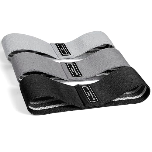 flintronic Cintas Elasticas Musculacion, Set de 3 Bandas Elasticas Fitness Antideslizantes de Tela, 3 Niveles de Resistencia para Crossfit/Glúteo/Piernas/Brazo/Yoga（Negro + Gris + Gris Oscuro）