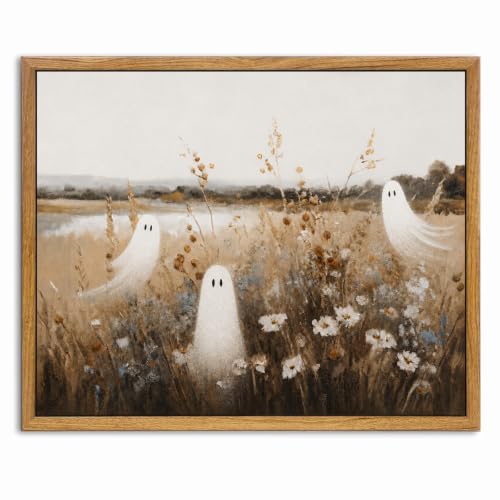 KBKBART Framed Halloween Wall Art Vintage Ghosts Landscape Canvas Print