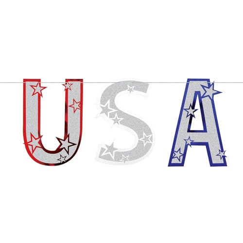 Accessoire de fête pailleté USA Beistle guirlande pour décoration américaine