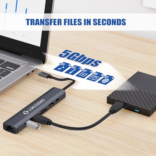 Image of 7-in-1 USB C Hub Docking Station with 4K HDMI Port & Ethernet | 4K HDMI 1G Gigabit Ethernet 100W PD Charging 2 USB 3.0 Ports SD /TF Card Reader, for MacBook /Dell /HP /Surface /Lenovo /Steam Deck