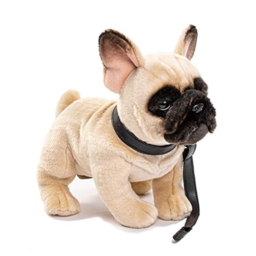 Uni-Toys - Bulldog francés con Correa - 27 cm (Longitud) - Perro - Mascota - Peluche