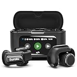 Earaku(イアラク)イヤホン Bluetooth オープンイヤーイヤホン【究極の音体験・業界初多機能タッチスクリーン】ワイヤレスイヤホン イヤーカフ ブルートゥース ノイズキャンセリング Bluetooth5.4 自動ペアリング マイク付き ENC通話 HiFi カナル型 LEDディスプレイ Type-C充電 小型 軽量 片耳/両耳 持ち運び便利 AirCuff F301（ブラック）