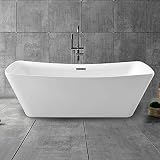 DECORAPORT 67 In Contemporary Sloping Acrylic Freestanding Full Immerse Bathtub with Drain and Overf