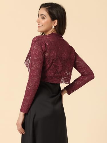 Image of Allegra K Women's Elegant Crop Cardigan Sheer Floral Lace Bolero Shrug Top