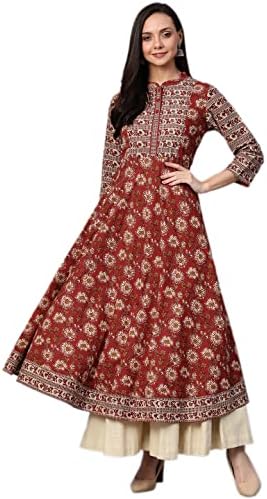 YASH GALLERY Women's Cotton Floral Printed Anarkali Kurta