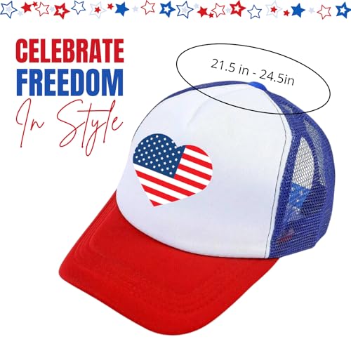 Image of American Flag Trucker Hat USA Snapback Hat 4th of July Patriotic Hats for Men Women