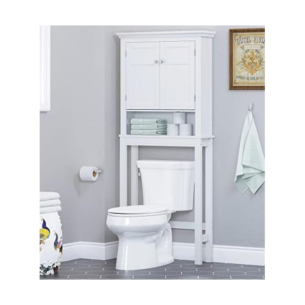 Spirich Over The Toilet Storage Cabinet, Bathroom Shelf Over The Toilet, Over Toilet Bathroom Organizer (White) Spirich Over The Toilet Storage Cabinet, Bathroom Shelf Over The Toilet, Over Toilet Bathroom Organizer (White)