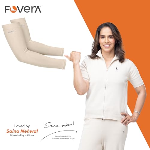 Image of FOVERA UV Sun Protection Arm Sleeves for Men & Women - UPF 50+ Cooling Hand Cover for Biking, Cricket, Driving & Cycling - Seamless Compression Tattoo Cover & Tan Protection Guard