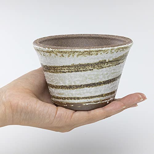 Wazakura-Banko-Series-Small-Handmade-Rounded-Ceramic-Bonsai-Pot-with-Drainage-Hole-43-in-110mm-Made-in-Japan-Garden-Training-Container-Flower-Succulent-Houseplant-Planter-Brush-White Wazakura Banko Series Small Handmade Rounded Ceramic Bonsai Pot with Drainage Hole 43 in 110mm Made in Japan Garden Training Container Flower Succulent Houseplant Planter Brush White