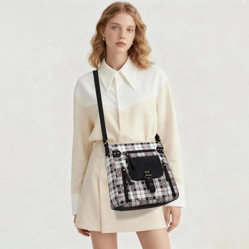 Image of KL928 Women's Crossbody Purse Bags Medium PU Leather Multi-Pocket Handbag | Medium size, multiple pockets, compartments, adjustable strap, zipper, fits 7.9 inch iPad, phone, wallet, shop, work, travel