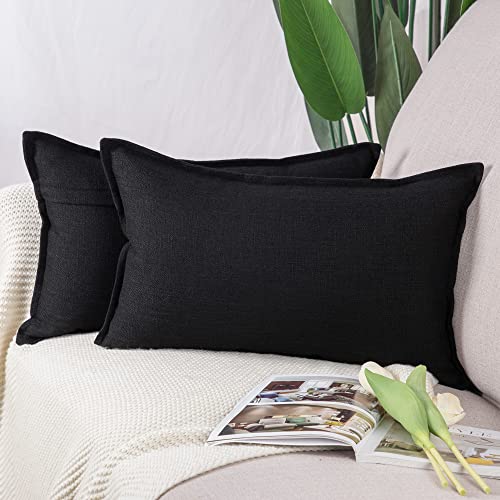 Madizz Lot de 2 Housses de Coussin Faux Lin Décoratif Coussin Couvre Style De Luxe pour canapé...