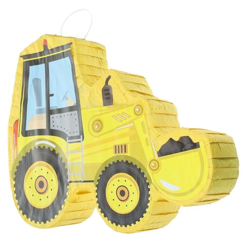 ULTECHNOVO Piñata Decorativa Amarilla Forma de Excavadora 1 Pieza para Fiestas Infantiles y Cumpleaños Hecha a Mano Rellenable Dulces Adecuado para Decoración Temática de Vehículos y