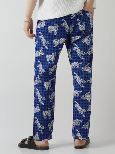 Image of Bewakoof Men's All Over Printed Regular Fit Poplin Cotton Pyjamas