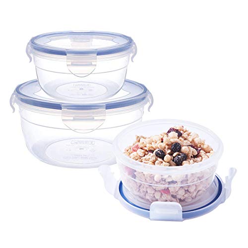 3Pack Baby Round Mixing Bowl Set Nesting Bowls for Food Prep Plastic Storage Mixing Bowls with Locking Lids Serving Salad Bowl with Lid BPA-FREE Microwave Safe Containers