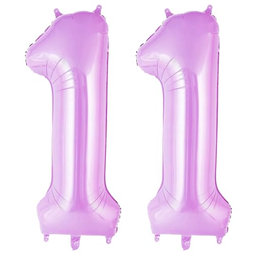 40 In Light Purple Number Balloons 11,Helium Foil Mylar Balloon Birthday Party Banquet Decoration Digital 1(2pcs)